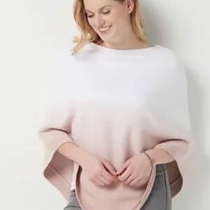 Luxurious Barefoot Dreams CozyChic Ultra Light Ocean Breeze Rose Ombré Poncho